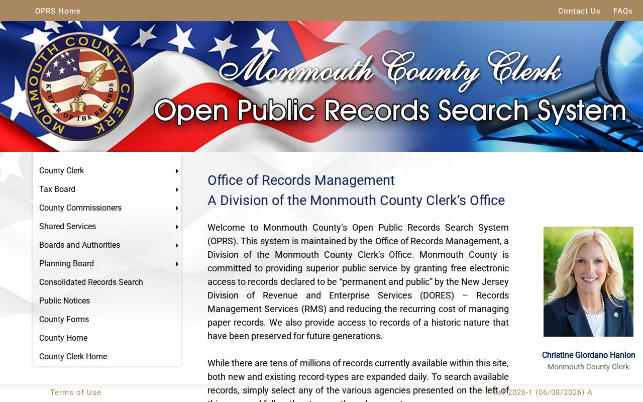Neptune Township residents directory Monmouth OPRS records portal