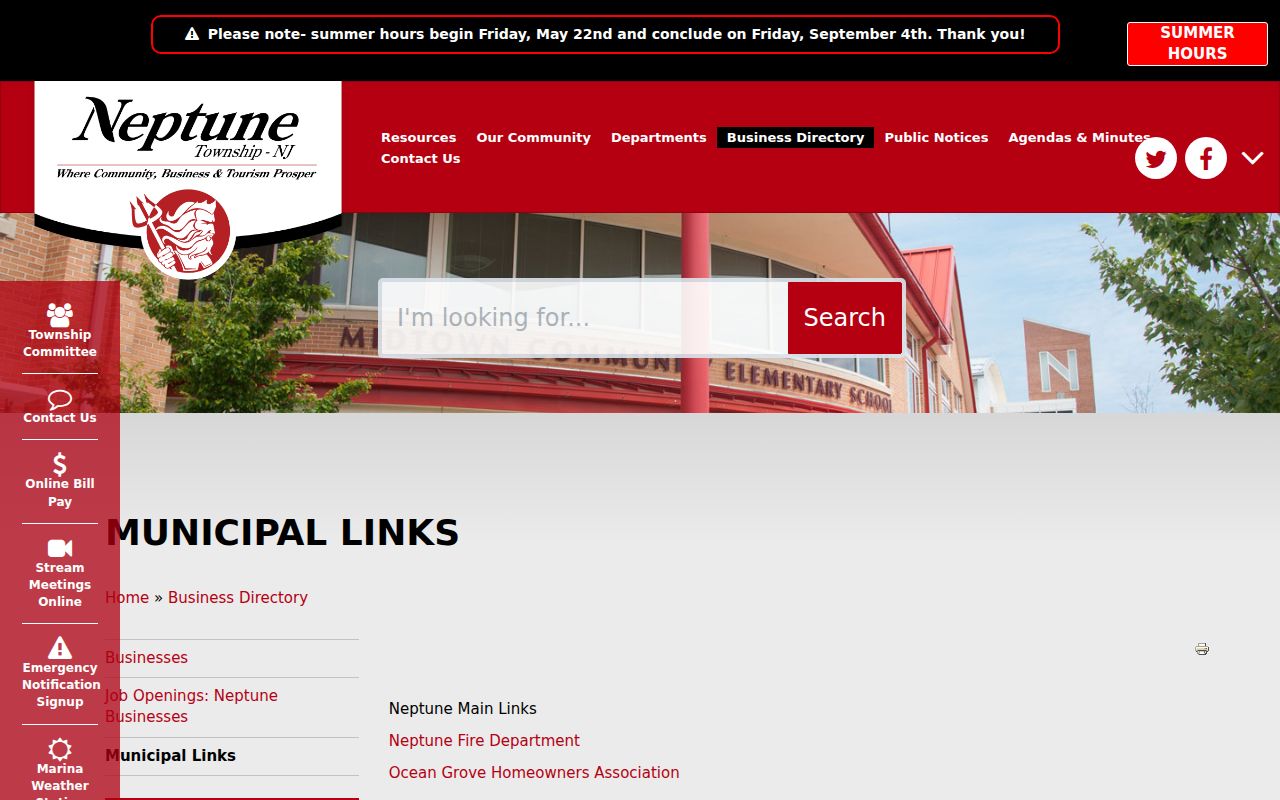 Neptune Township neighbors municipal links and neighborhood organizations