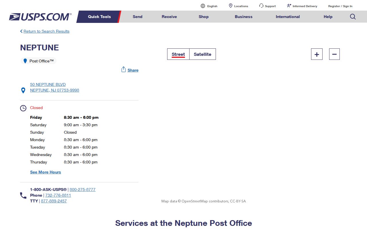 Neptune Township ZIP resident lookup Neptune Post Office 07753 service details